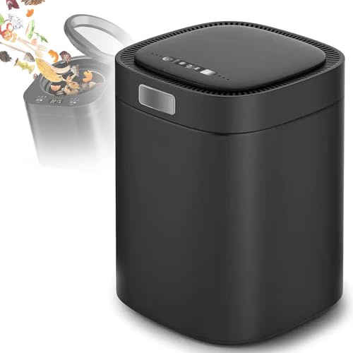 Qiang Tritarifiuti Alimentari 2,5L Compostiera Intelligente per Rifiuti da Cucina Bassa Rumorosità Ciclo Alimentare Automatico,Trasformare I Rifiuti in Fertilizzante Naturale 500W,Black