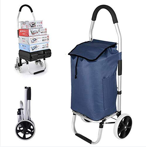 Einkaufstrolley, faltbar, massiv, mit wasserdichter Tasche, 50 l, großes Fassungsvermögen, multifunktionaler Gepäckwagen mit Rädern, abnehmbarer Rucksack