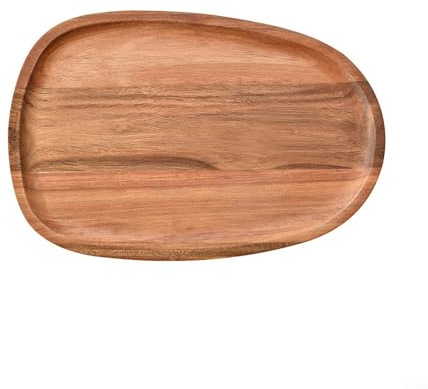 Plateau de service ovale irrégulier en bois pour débutants, plats de mariage, plats chauds pour légumes, fruits, gâteaux, bonbons (30,5 x 20 cm)
