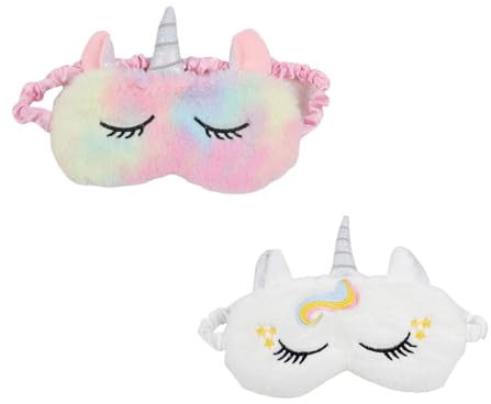Dinghaole 2 Stück Schlafmaske Kinder Mädchen, Kinder-Augenmaske, Schlafmasken Einhorn, Schlafmasken Set für Kinder, Jungen, Mädchen, zum Schlafen, Mittagspause, Reisen, Pyjama-Party