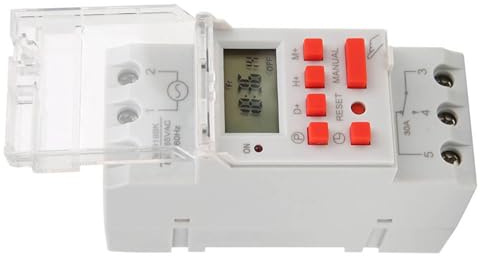 Interruptor Temporizador Digital Programable, Interruptor Temporizador Programable para Luces AC 30A con Pantalla LCD para Automatización de Control Industrial y Doméstico 24