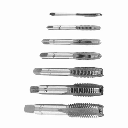 Gewindeschneidwerkzeug-Set aus Stahl mit Metrischem Gewinde Zum Schrauben von Gewinden auf Holz, Kunststoff, Aluminium mit 7 Teilen von M3 Bis M12