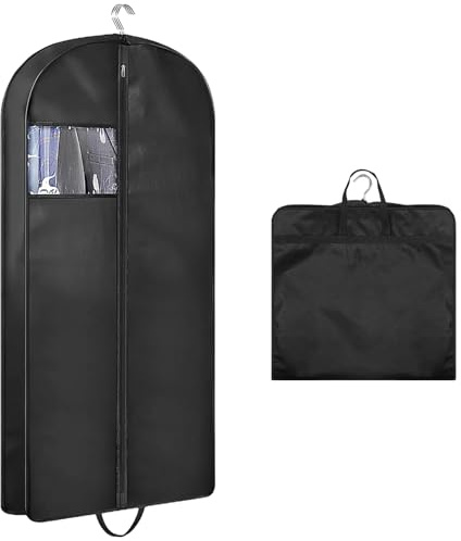 TenaLucy Kleidersack 150cm Lang Kleidersack 60x150 Schwarz kleidersack Anzug Schutzhülle Kleiderschutzhülle Lang kleidersäcke mit Reißverschluss Kleiderhüllen Kleiderbeutel für Kleider Mäntel Hemden L