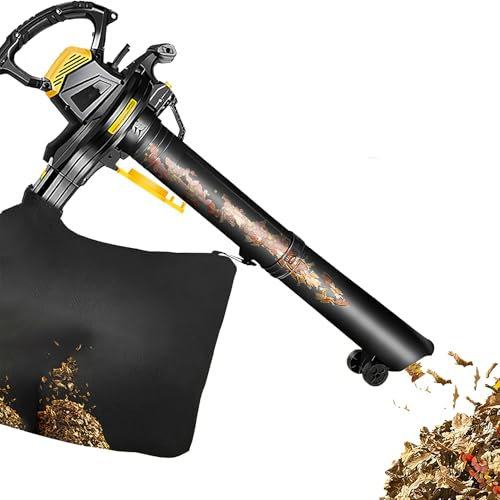 Souffleur et aspirateur de Feuilles électrique avec Sac de 40 l, souffleur/broyeur de Feuilles/aspirateur de Jardin à Forte Puissance de 3 800 W Cordon d'alimentation 3 M 6 Vitesses Rapport de déchi