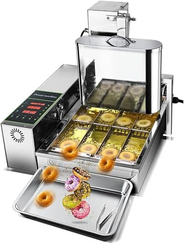 Commercial Automatic Donut Making Machine, Donut Fryer, 4 Rows Auto Doughnut Maker 5.5L Hopper, Control Panel, Adjustable Thickness Donuts Fryer