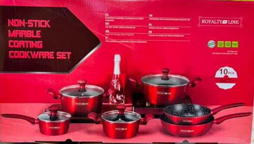 Batteria Pentole Royaltyline 10 Pezzi Antiaderenti Anche Per Piano A Induzione colore rosso