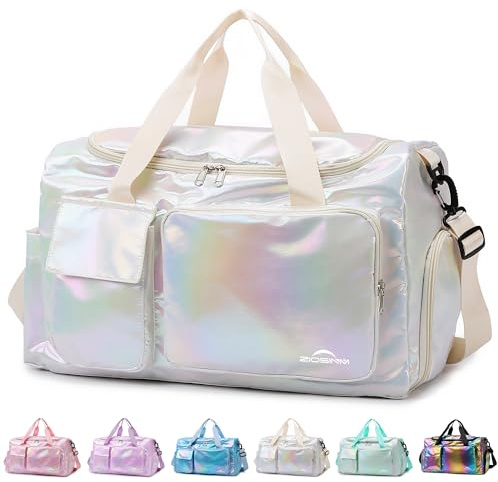 ZIOSINM Sporttasche Damen, Reisetasche mit Schuhfach und Nassfach | Reisetasche Damen Glitzer Gym Bag saunatasche Reisetaschen Mädchen für Training, Reise & Wochenendtrips