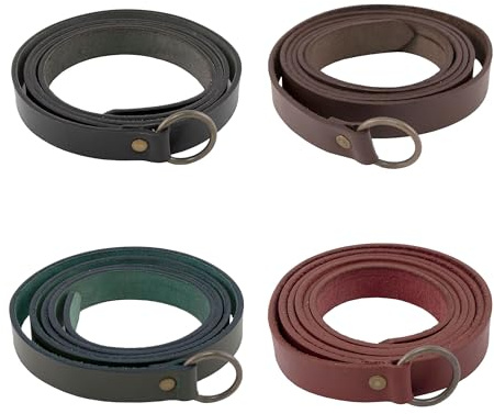 Vehi Mercatus Mittelalter Gürtel- Leder - 2,2 cm breit - in Rot, Grün, Braun, Schwarz - Messingschnalle oder Ring- für Wikinger, LARP, Reenactment, Alltagsgebrauch (Eisenring, Schwarz, 160cm)