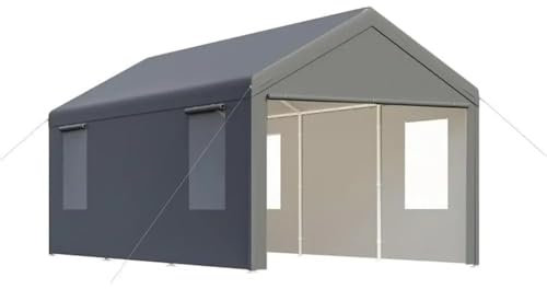 ATUMY Cocheras Garaje techado de 12 x 20 con 4 Ventanas enrollables y ventiladas para Almacenamiento, Coche, Barco y cobertizo metálico. Carpa de Garaje