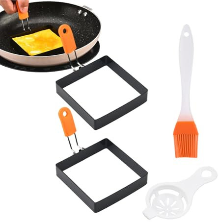 Molde cuadrado – Anillo de comida antiadherente reutilizable, herramienta de fritura segura al calor | de cocción para desayuno compacto para sándwiches panqueques de huevos, accesorio para c