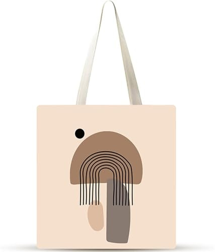 Rayas marrones Bolsa de Lona 38x34cm Tote Bag sin Cremallera,juego de 2 Canvas Tote Bags para Mujer, Bolsa de Compras Plegable, Bolso de Mano Lavable para Compras, Trabajo, Vida Cotidiana, Viajes