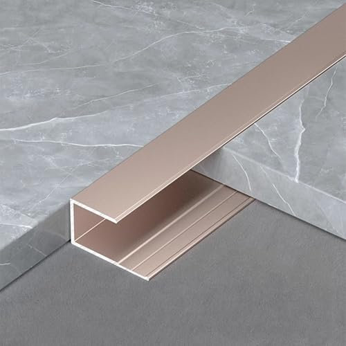 WJYWX Tile Edge Protection Profile, 90cm 3 Piece Edging Profile Aluminium Anodized Stair Nosing Profile Metal Profile For Floors, Transition Strip Floor Strip(Purple-gold,15mmx0.9m)