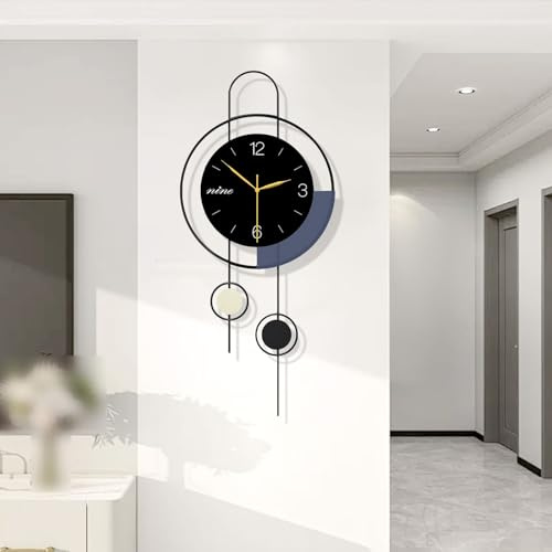 GSWBO Groß Wanduhr Modern, Minimalistisch Kreativität Wanduhr Wohnzimmer, Holzzifferblatt + Metallrahmen, Ohne Tickgeräusche Dekorative Wanduhren für Zimmer Zuhause Küche Schlafzimmer Büro Schule