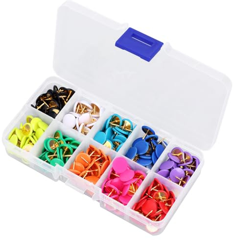 300pcs Colors Push Pins, Plastic Round Head Thumb Tacks Colored Map Pins for Bulletin Board Cork Board Wall Hangings Photo Wall Office Desk Organization, Box Package (Assorted Colors)
