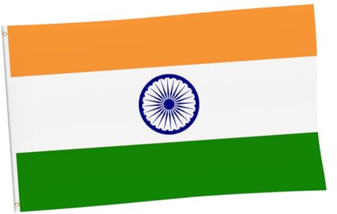 KONTONTY Indian National Flag Double Sided Weatherproof Cloth Flag for Outdoor Garden Parade and Indoor Decoration Quick Installation Portable Design