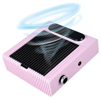 Nail Dust Collector, Potente colector de polvo de uñas de 80W for manicura, aspiradora con ventilador de polvo for uñas, equipo de salón de manicura(Pink)