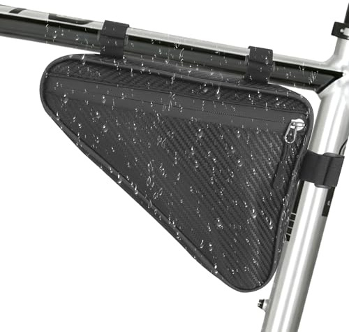 KNJOMZIE Sacoche de vélo - Cadre étanche - Sac triangulaire - 1,2 l - Pour téléphone portable, clés, outils et mini pompe - Sacoche de cadre de VTT - Sac de cadre de vélo de course - Sac de cadre pour