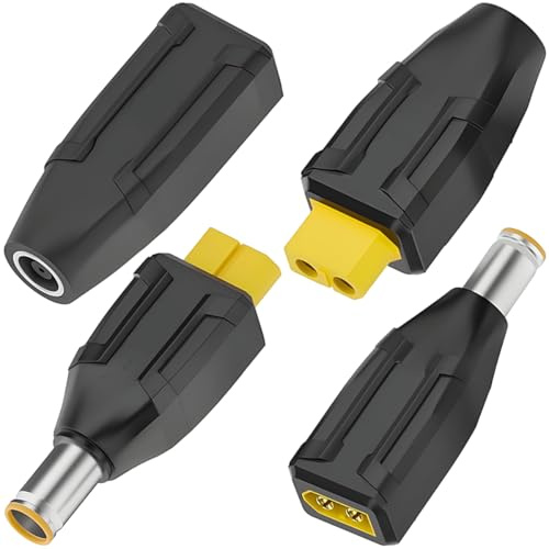 ZHUROUPU 4 Pack XT60 to DC7909 Power Adapter, XT60 Male/Female to DC 7.9mm X 0.9mm Male/Female No Wire Converter Connector for RC Lipo Battery Car Aircraft Solar Panel Aerial Equipment Drone