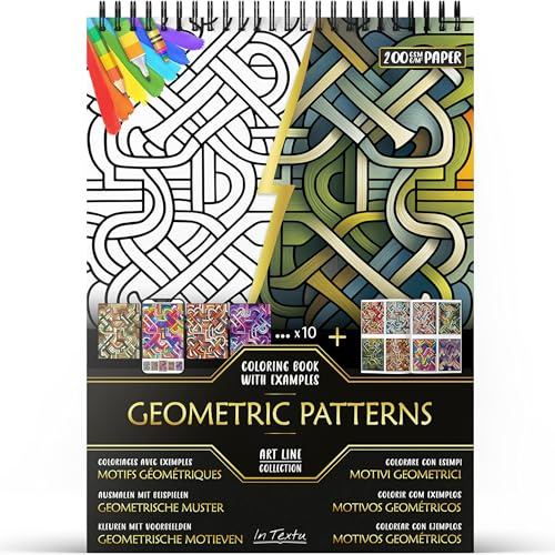 In Textu Libro de Colorear para Adultos Motivos Geométricos, Papel 200 g/m²