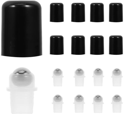 TEHAUX Kit 20 Pezzi Inserti per Rulli Oli Essenziali con Tappo Antipolvere Accessori per Flaconi Roll-On Vetro 18 Denti Applicazione Uniforme a di Perdite per Uso Casa Ufficio Viaggi