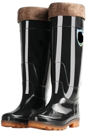 Gummistövlar Använd halkfria gummistövlar i plast for fiske, svarta, flera storlekar(Black Fleece Lined,40 EU)