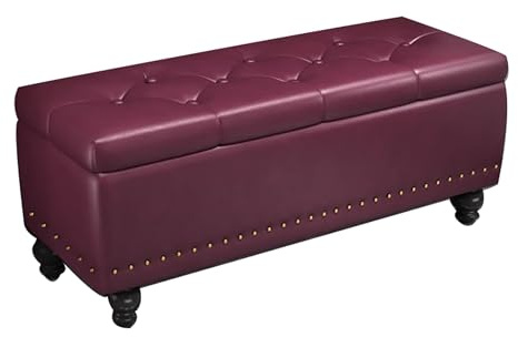 SZITW Panca Contenitore, Cassa per Interni, Seduta per Ingresso, capacità 200 kg, Arredamento per Camera da Letto e Soggiorno, Elegante Design Viola, Lunghezza 39,4 pollici/100 cm