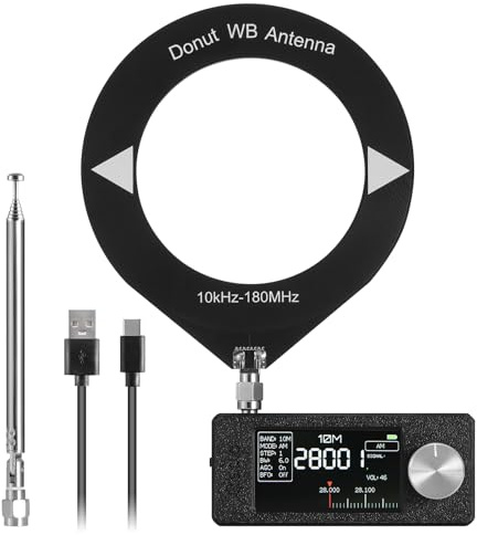 Raddy Mini Radio DSP Todo Banda con Chip Si4732, FM/SW/MW/VHF/CB con LSB/USB, Amplif. Auriculares, Tamaño Bolsillo Pantalla 1,9, Antenas Telescópica y Donut, Firmware Actualizable