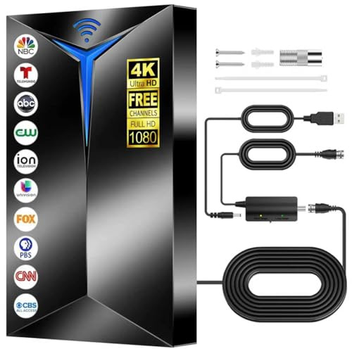 2026 Upgraded TV Antenna Indoor/Outdoor, 3500+ Miles Long Range for Local Channels, HDTV Antenna with Signal Amplifier-Crystal Clear Reception for 8K 4K 1080P, Includes 26ft Coaxial Cable for Smart TV
