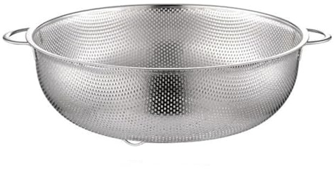 HEANUJJ Cesta de Drenaje de Acero Inoxidable Microperforaciones, Diámetro Exterior 19,5 Cm, Cesta Multiusos para Frutas y Verduras, Colador para Lavar y Escurrir en Cocina Doméstica
