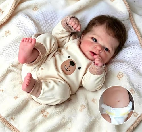 Zero pam Reborn Baby Lebensecht Junge-45CM Reborn Puppe,Puppen Wie Echt | lebensechte Babypuppen,vinyl Puppe In Bezauberndem Outfit Und Mit Accessoires, Puppe Für Jungen Ab 3 Jahren