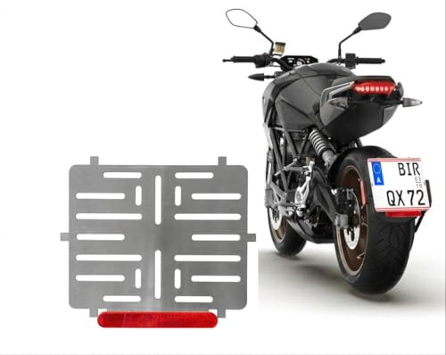 1x Rahmenlos Kennzeichenhalter Edelstahl 0,8 mm dick (Für AT Österreich) für Kennzeichen im Format 210 x 170 mm 21 x 17 cm für Motorrad - Roller + Mit Rückstrahler Reflektor ROT