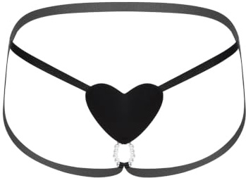 iEFiEL Herr string ouvert öppna nattkläder låg midja gay crossdresser kalsonger transparent underkläder string tanga sexiga underkläder, svart, one size