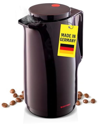 ROTPUNKT Isolierkanne 1L - Premium Kaffekanne Made in Germany I Hält bis zu 24 Std heiß I Warmhaltekanne für Kaffee und Tee (Maxima 760, Black Cherry)
