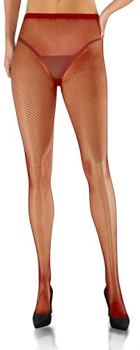 Sesto Senso Collant a Rete a Maglia Fine Sexy per Donna con Rete Fit, Vinaccia, XS-S