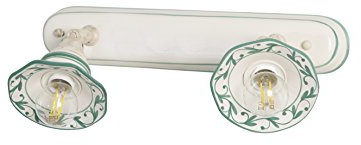 VANNI LAMPADARI - Applique da Parete Interno Edera - Lampada da Parete Orientabile 2 Luci- in Ceramica Decorata a Mano - Applique Camera da Letto - Bagno - Cucina – Soggiorno, Verde