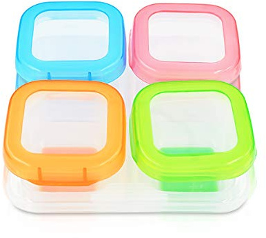 SONARIN Improve Aufbewahrung für Babynahrung,BPA-frei,TPE-Weichboden,100% auslaufsicher,gefroren,Mikrowelle verwendbar(4 x 120 ml)