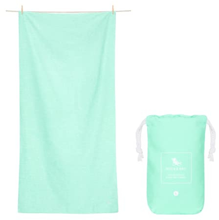 Dock & Bay Toalla de Playa Ligera - Secado Rápido, Sin Arena - Materiales 100% Reciclados - Funda Incluida - Essential - Rainforest Green, Extra Large (200x90cm, 78x35)