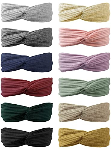 Knotted Headbands for Women and Girls, No Slip Fashion Head Bands - 12 Pcs with 12 Colors