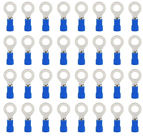 Ruidee 100 Stück Ringkabelschuhe Elektrische Verbinder M8 PVC Öse Ring Isolierte Kabelschuhe Gelb Kupfer Verbinder Terminal für den Anschluss von Kabeln, Drähten (PRB8)