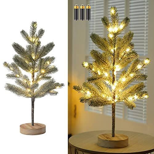 MEDOYOH Weihnachten Deko Baum mit 50LEDS, 50cm/19.68in Höhe Warmweiß LED Baum Weihnachten, AA Batterie Baum Licht Innen für Schlafzimmer Wohnzimmer Home Party Hochzeit Festival Dekor