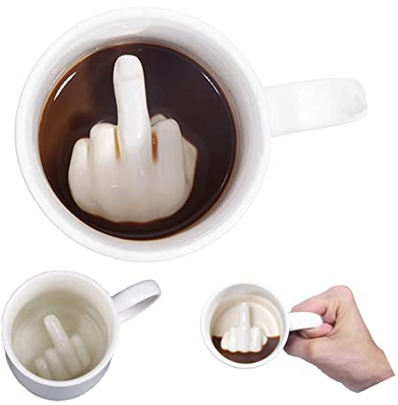 CTTPEG Keramik-Mittelfinger-Kaffeetasse, Mittelfinger-Kaffeetasse mit 3D-lustigem Mittelfinger im Inneren für den besten Aprilscherz, Valentinstag, Geburtstagsgeschenk
