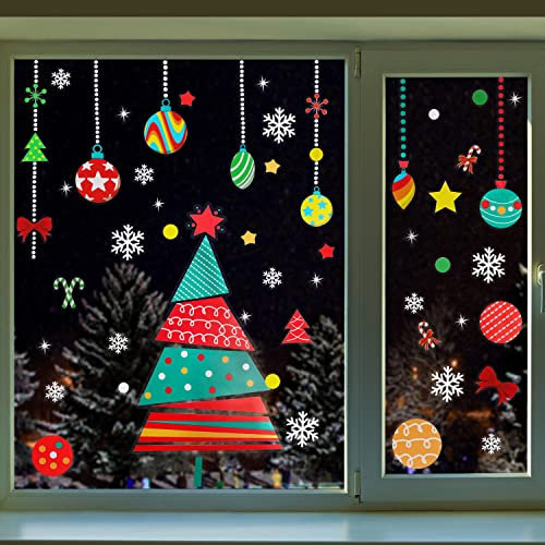 Belle Vous Weihnachts Fensterbilder (234 Stk) - 6 Bögen - Weihnachtsbaum & Ornamente Weihnachtssticker Fenster-/Wandaufkleber für Zuhause, Auto & Schaufenster - Weihnachts Fensterbilder Selbstklebend