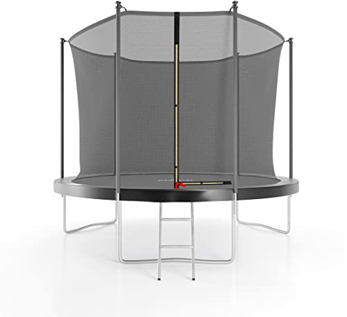 Trampoline de Jardin ø 305cm - 10FT - Filet intérieur, Matelas de Protection et Echelle - Noir