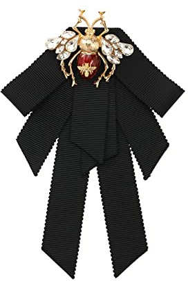 Schleife Brosche Schwarze Schliefe aus Bändern Brosche mit Biene Strass Verzierung der Kleidung Accessoires für Kleidung Tasche Hut für Damen Frauen Mädchen