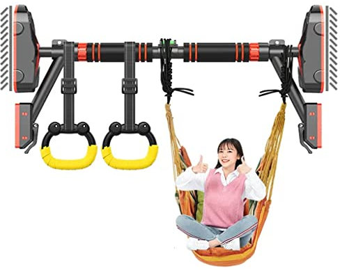 BCPPO Klimmzugstange Türrahmen-Klimmzugstange, an der Wand montierte horizontale Fitnessstange for den Innenbereich mit Ringen und Schaukel, Fitnessgeräte for Erwachsene und Kinder (Size : 80-105CM)