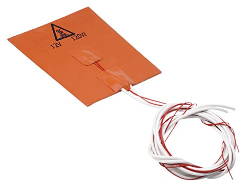 VOANZO 3D-Drucker-Silikon-Heizung, 11,9 x 11,7 cm, 12 V, 120 W, beheizbare Bettunterlage mit Thermistor, starke selbstklebende Rückseite, für Reprap Davinc Mini V2 Monprice Select Mini 2