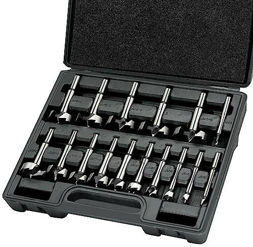 BeHappy Forstner - Juego de brocas Forstner, 16 piezas, juego de brocas para madera, madera dura, madera blanda, abridor de barrena, herramienta de corte de vástago redondo para carpintería