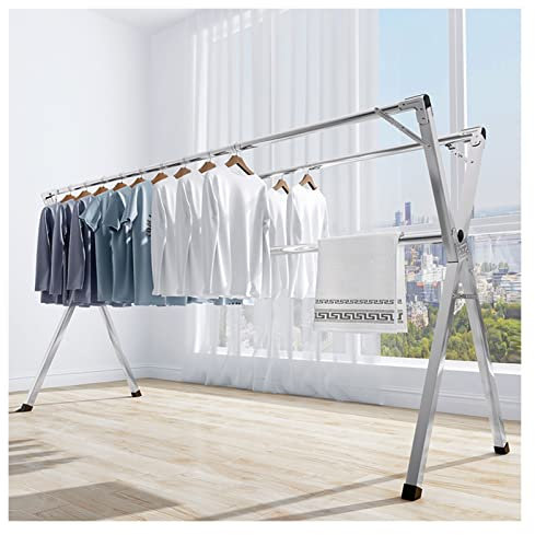 luckxuan Wäscheständer/Wäschetrockner Kleidung Rack bodens Decke klappbare Innen- und Außenstahl-Stahl-Haushalts-Trocknungsstange, X-Frame-Design Clothes Drying Rack (Size : 2.0m)