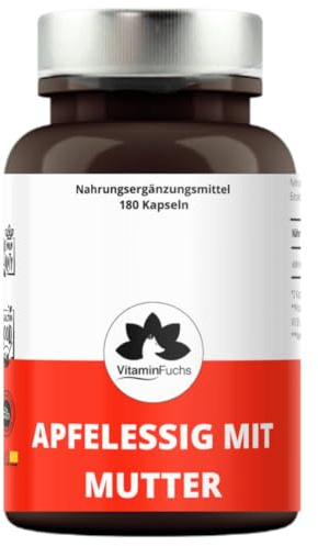 Apfelessig Kapseln mit Mutter – 180 vegane Kapseln – Apfelessig Pulver aus Mutterextrakt – Apple Cider Vinegar with Mother – von VitaminFuchs