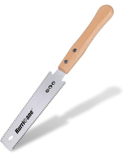 HURRICANE Japanese Pull Saw, Small 6 Inch Woodworking Tools, Mini Hand Saw for DIY, Wood Cutting, SK5 Double Edge Blade 14/17 TPI, Flush Cut Saw, Beech Handle Wood Cutter for Hardwoods/Softwoods